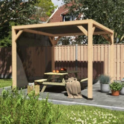 Pergola Silvano Douglas Incl. Schaduwdoek & Zijdoek 324x324 Cm -Tuin En Buiten 123 34
