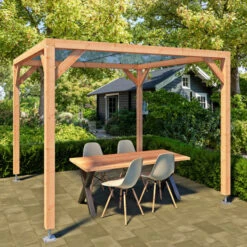 Pergola Silvano Douglas Met Schaduwdoek 324x324 Cm -Tuin En Buiten 123 385