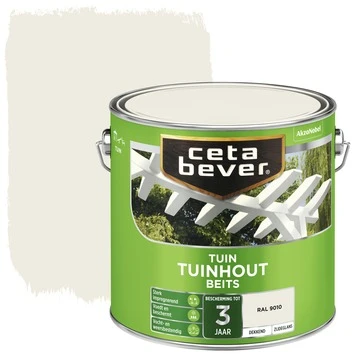 CetaBever Tuinhoutbeits Dekkend RAL 9010 Zijdeglans 2,5 L 1 CetaBever Tuinhoutbeits Dekkend RAL 9010 Zijdeglans 2,5 L