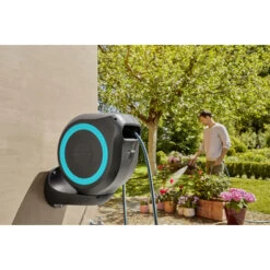 Gardena Wandslangenbox Roll-up 20 Meter Grijs Blauw -Tuin En Buiten 123 6699