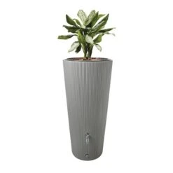 Garantia Regenton Met Plantenbak Grijs Kunststof 220 Liter