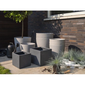 Pot Fiberclay Donkergrijs Streep Vierkant Ø40 H35 Cm 2 Pot Fiberclay Donkergrijs Streep Vierkant Ø40 H35 Cm - Afbeelding 2
