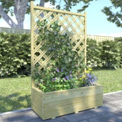 Bloembak Met Dubbele Trellis 90x40 Cm -Tuin En Buiten 123 780